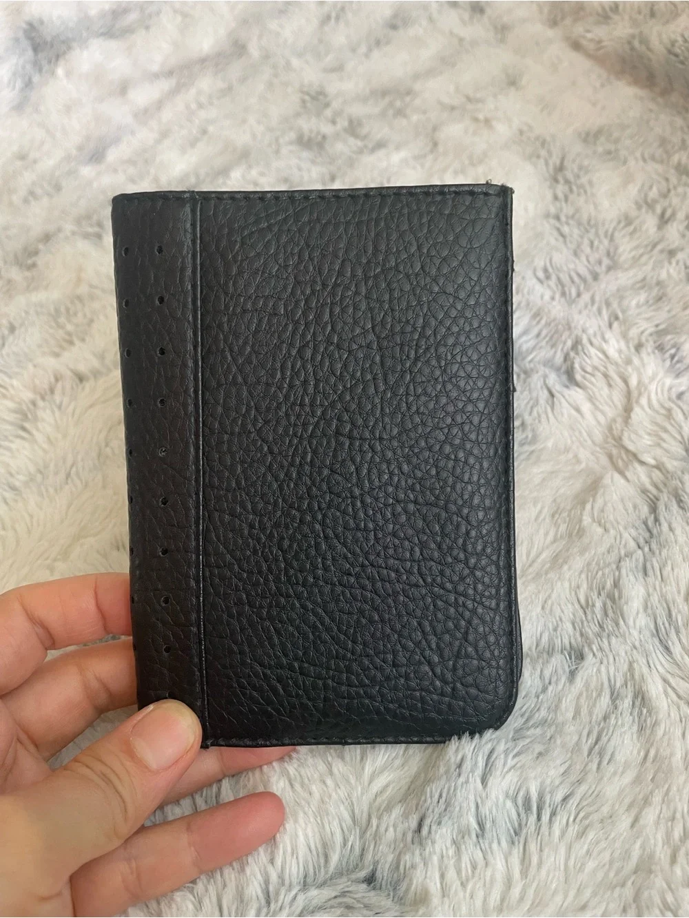 Black Faux Leather Passport Wallet with Card Slots